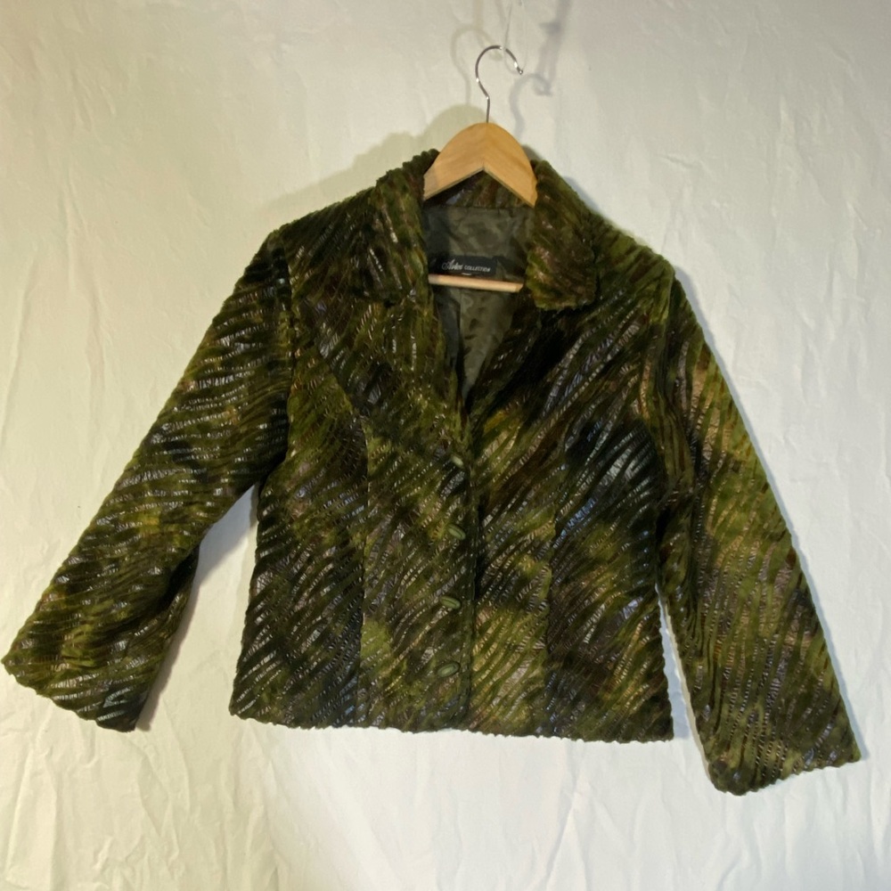 VTG Artex Collection Vintage Faux Fur Olive Green Jacket Coat